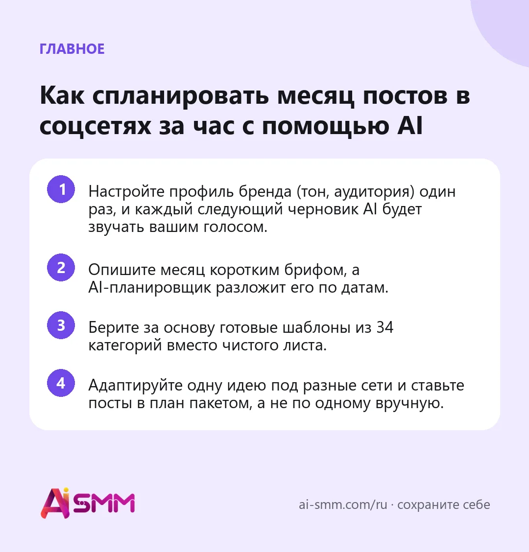 Главное: Как спланировать месяц постов в соцсетях за час с помощью AI